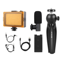 Puluz Live broadcast kit tripod mount + LED lamp + microphone + phone clamp