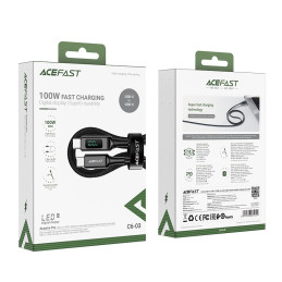 Cable USB-C to USB-C Acefast C6-03 with display, 100W, 2m (black)