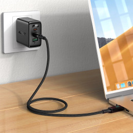 Cable USB-C to USB-C Acefast C6-03 with display, 100W, 2m (black)