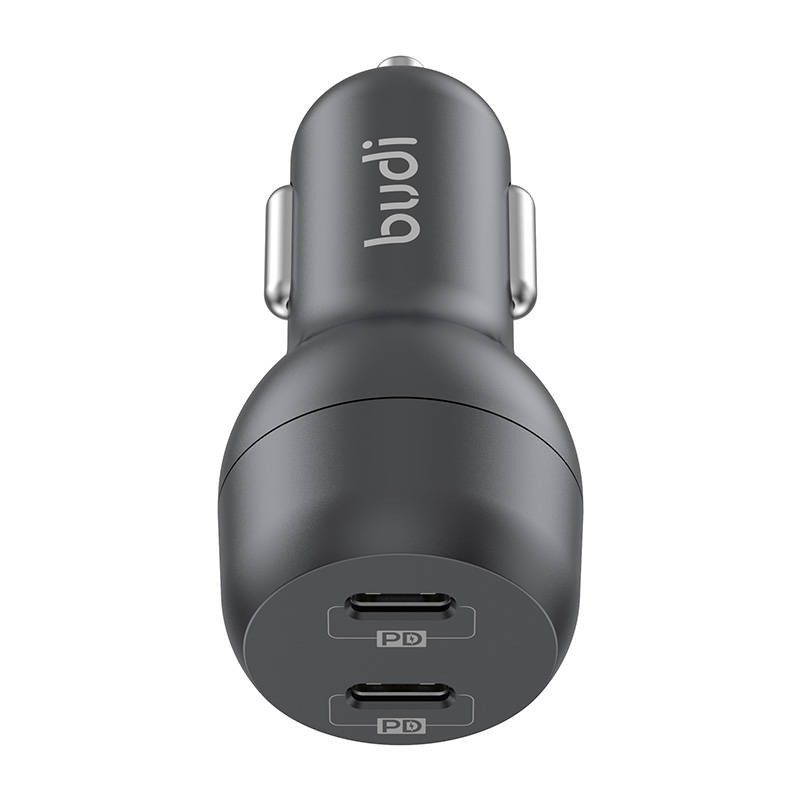 Ładowarka samochodowa Budi, 2x USB-C, 40W, PD (czarna)