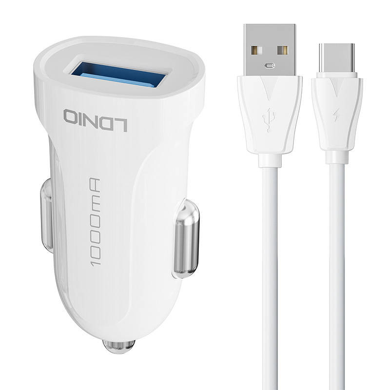 Car charger LDNIO DL-C17, 1x USB, 12W + USB-C cable (white) Car charger LDNIO DL-C17, 1x USB, 12W + USB-C cable (white)