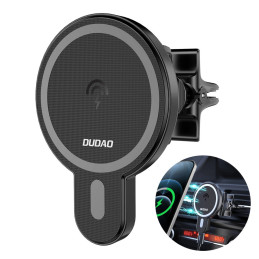 Magnetic car holder Dudao F13 with Qi induction charger, 15W (black)