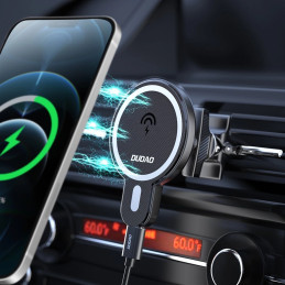 Magnetic car holder Dudao F13 with Qi induction charger, 15W (black)