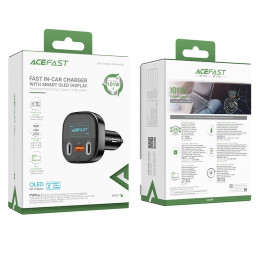 Car Charger Acefast B5, 101W, 2x USB-C + USB, OLED (black)