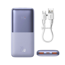 Baseus Bipow Pro Powerbank 10000mAh, 2xUSB, USB-C, 20W (lila)