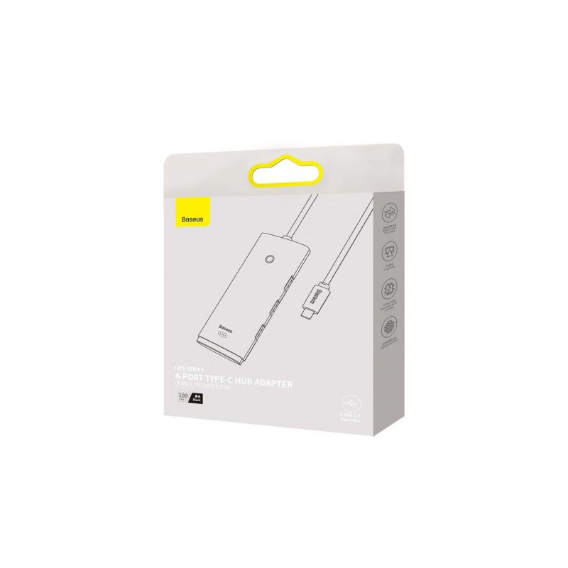 Baseus Lite Series Hub 4in1 USB-C 4x USB 3.0 + USB-C, 1m (fekete) Baseus Lite Series Hub 4in1 USB-C 4x USB 3.0 + USB-C, 1m (fekete)