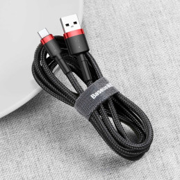 USB-USB-C kábel Baseus Cafule 3A 1m (piros-fekete)
