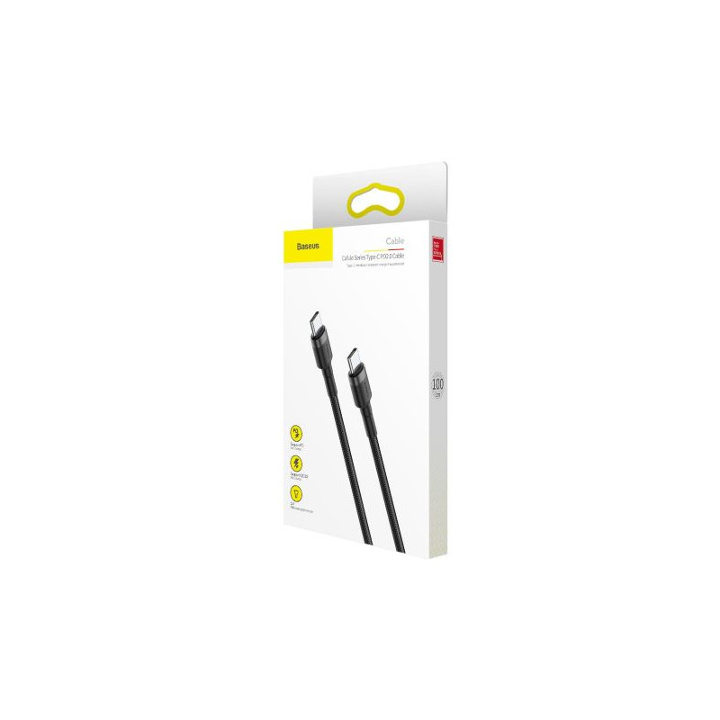 Baseus Cafule PD 2.0 QC 3.0 60 W USB-C – USB-C PD kábel 1 m (fekete-szürke) Baseus Cafule PD 2.0 QC 3.0 60 W USB-C – USB-C PD kábel 1 m (fekete-szürke)