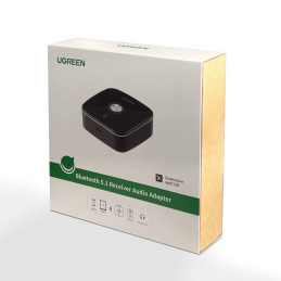Adapter Bluetooth 5.1 vevő UGREEN 2x RCA, jack 3,5 mm, aptX HD (fekete)