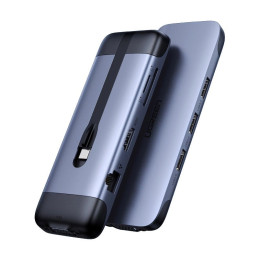 Adapter 9 az 1-ben UGREEN CM286 USB-C hub HDMI 4K-hoz, FHD, VGA, 3x USB 3.0, PD, SD / TF, USB-C (szürke)