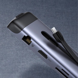 Adapter 9 az 1-ben UGREEN CM286 USB-C hub HDMI 4K-hoz, FHD, VGA, 3x USB 3.0, PD, SD / TF, USB-C (szürke)