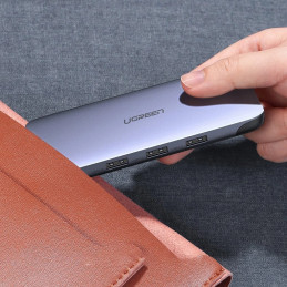 Adapter 9 az 1-ben UGREEN CM286 USB-C hub HDMI 4K-hoz, FHD, VGA, 3x USB 3.0, PD, SD / TF, USB-C (szürke)