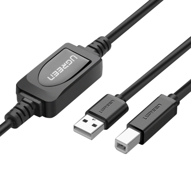 UGREEN US122 aktív USB 2.0 AB nyomtatókábel, 15 m (fekete) UGREEN US122 aktív USB 2.0 AB nyomtatókábel, 15 m (fekete)