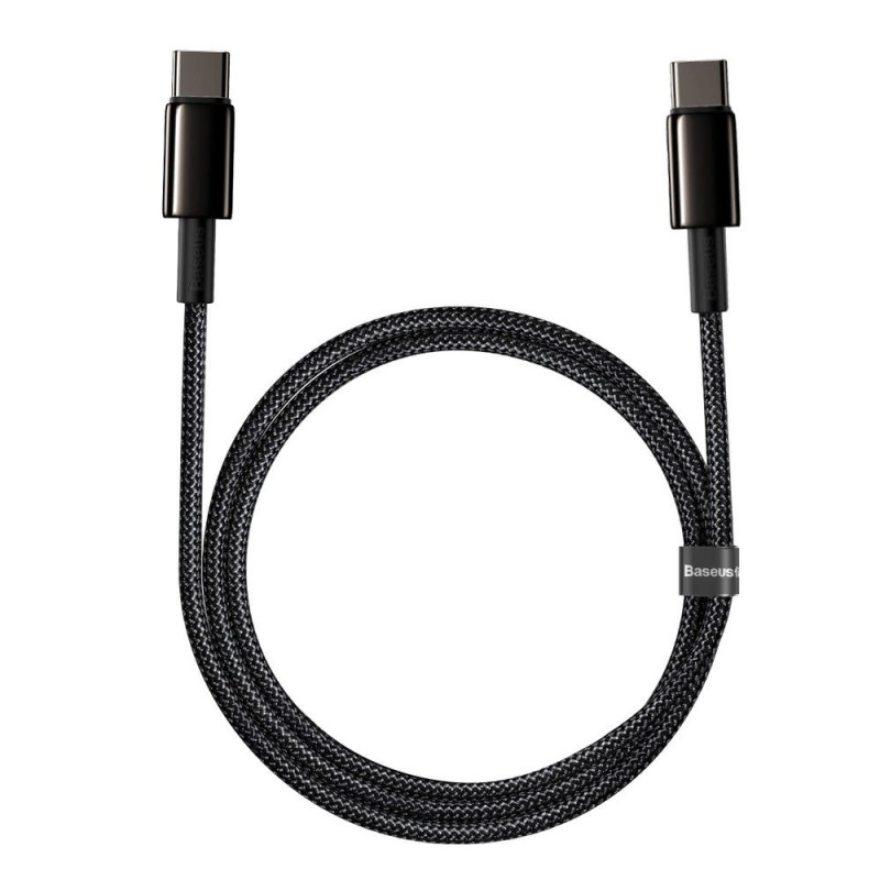 Baseus Tungsten Gold USB-C-USB-C kábel, 100 W, 1 m (fekete) Baseus Tungsten Gold USB-C-USB-C kábel, 100 W, 1 m (fekete)