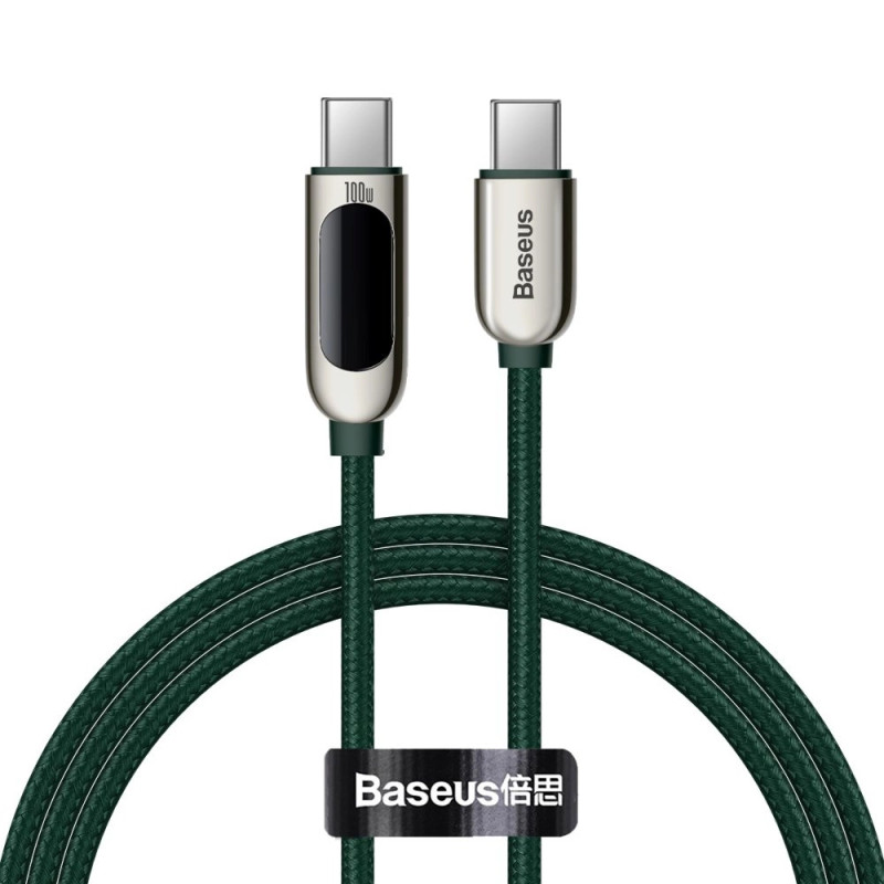 USB-C – USB-C Baseus kijelzőkábel, tápellátás, 100 W, 1 m (zöld) USB-C – USB-C Baseus kijelzőkábel, tápellátás, 100 W, 1 m (zöld)