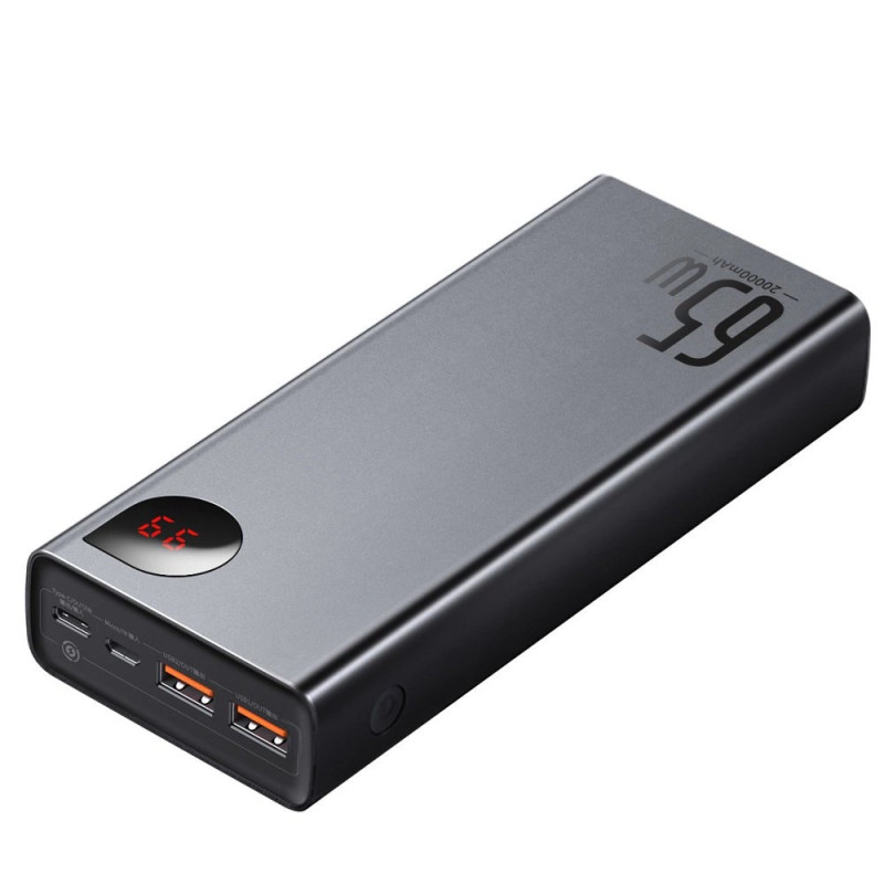 Powerbank Baseus Adaman Metal 20000mAh, PD, QC 3.0, 65W, 2xUSB + USB-C + micro USB, (fekete) Powerbank Baseus Adaman Metal 20000mAh, PD, QC 3.0, 65W, 2xUSB + USB-C + micro USB, (fekete)