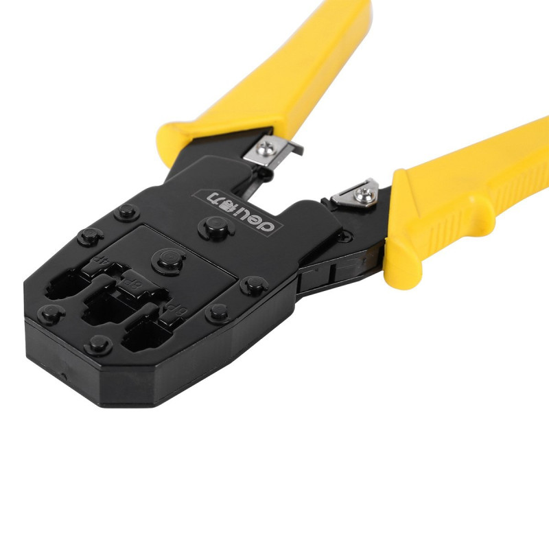 Deli Tools EDL2468 Krimpelő fogó Ethernet csatlakozókhoz 4/6 / 8P, RJ45 / RJ14 / RJ12 / RJ9 (sárga) Deli Tools EDL2468 Krimpelő fogó Ethernet csatlakozókhoz 4/6 / 8P, RJ45 / RJ14 / RJ12 / RJ9 (sárga)
