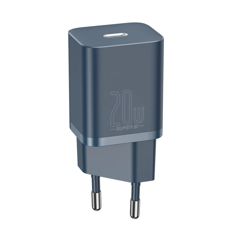 Baseus Super Si Quick Charger 1C 20W fali töltő 1 m-es USB-C-villámkábellel (kék) Baseus Super Si Quick Charger 1C 20W fali töltő 1 m-es USB-C-villámkábellel (kék)