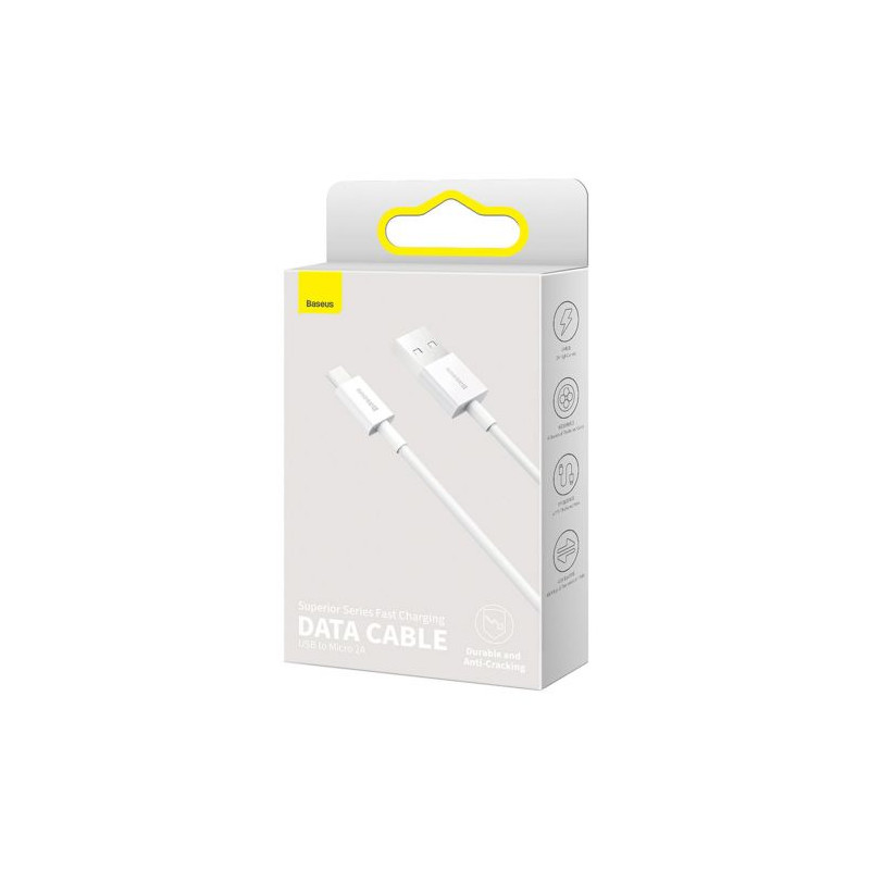 Baseus Superior sorozatú USB-Micro USB kábel, 2A, 1m (fehér) Baseus Superior sorozatú USB-Micro USB kábel, 2A, 1m (fehér)