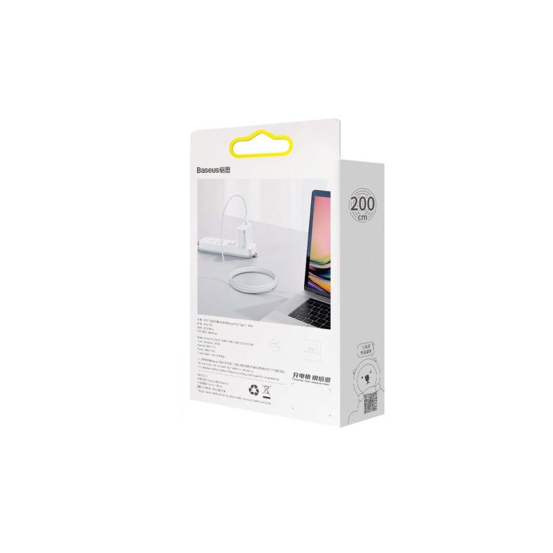Baseus Superior sorozatú USB-C-USB-C kábel, 100 W, 2 m (fehér) Baseus Superior sorozatú USB-C-USB-C kábel, 100 W, 2 m (fehér)