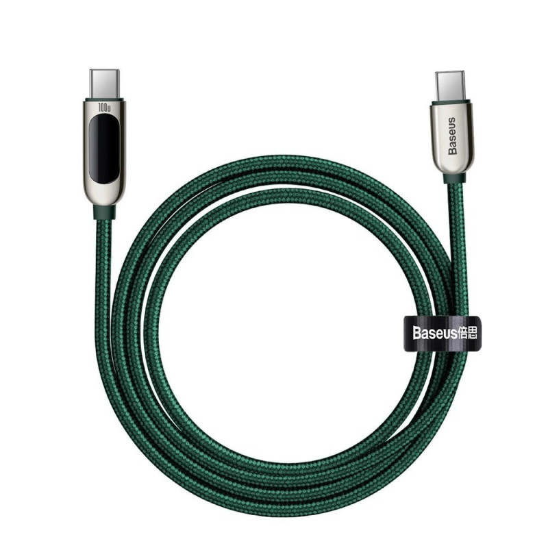 USB-C – USB-C Baseus kijelzőkábel, 100 W, 2 m (zöld) USB-C – USB-C Baseus kijelzőkábel, 100 W, 2 m (zöld)