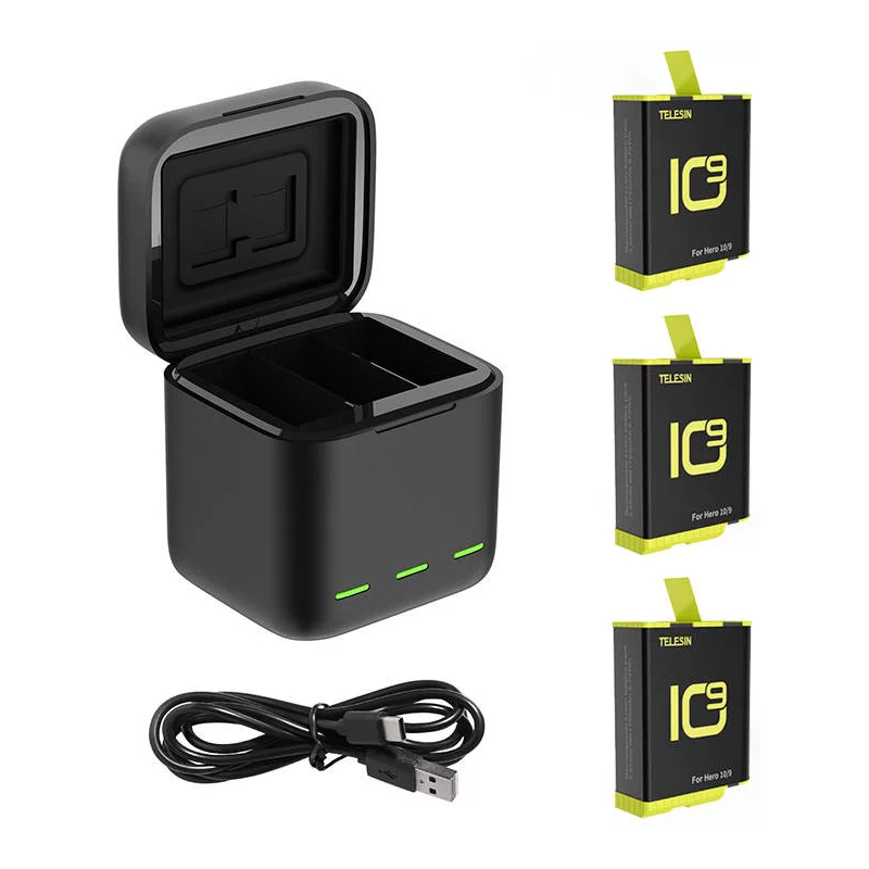 Három csatornás Telesin dobozos töltő GoPro Hero 9 / Hero 10 + 3 akkumulátorhoz (GP-BNC-902) Három csatornás Telesin dobozos töltő GoPro Hero 9 / Hero 10 + 3 akkumulátorhoz (GP-BNC-902)
