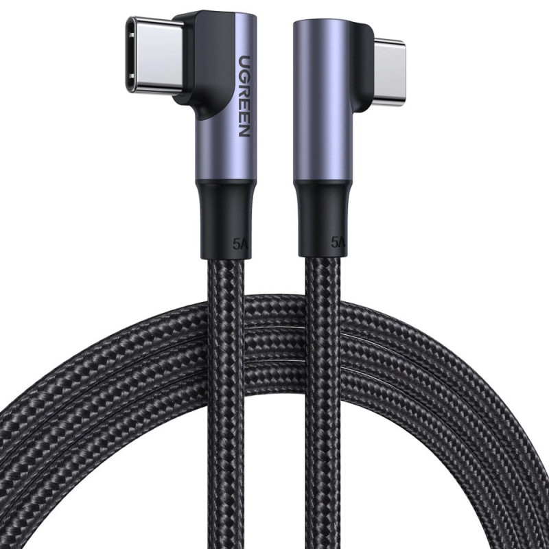 USB-C-USB-C kábel, ferde UGREEN US335, 5A, 100W, 1m (fekete) USB-C-USB-C kábel, ferde UGREEN US335, 5A, 100W, 1m (fekete)