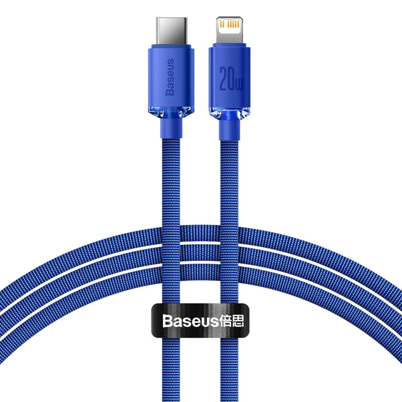 Baseus Crystal USB-C kábel a Lightninghez, 20W, 1.2m (kék) Baseus Crystal USB-C kábel a Lightninghez, 20W, 1.2m (kék)