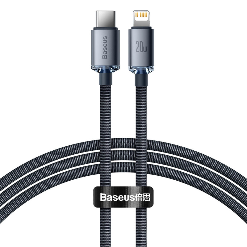 Baseus Crystal USB-C kábel a Lightninghez, 20W, PD, 1.2m (fekete) Baseus Crystal USB-C kábel a Lightninghez, 20W, PD, 1.2m (fekete)