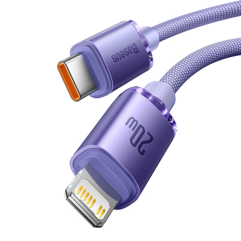 Baseus Crystal USB-C kábel a Lightninghez, 20W, PD, 2m (ibolya) Baseus Crystal USB-C kábel a Lightninghez, 20W, PD, 2m (ibolya)