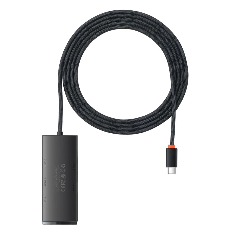 Baseus Lite Series Hub 4in1 USB-C 4x USB 3.0 + USB-C, 2m (fekete) Baseus Lite Series Hub 4in1 USB-C 4x USB 3.0 + USB-C, 2m (fekete)