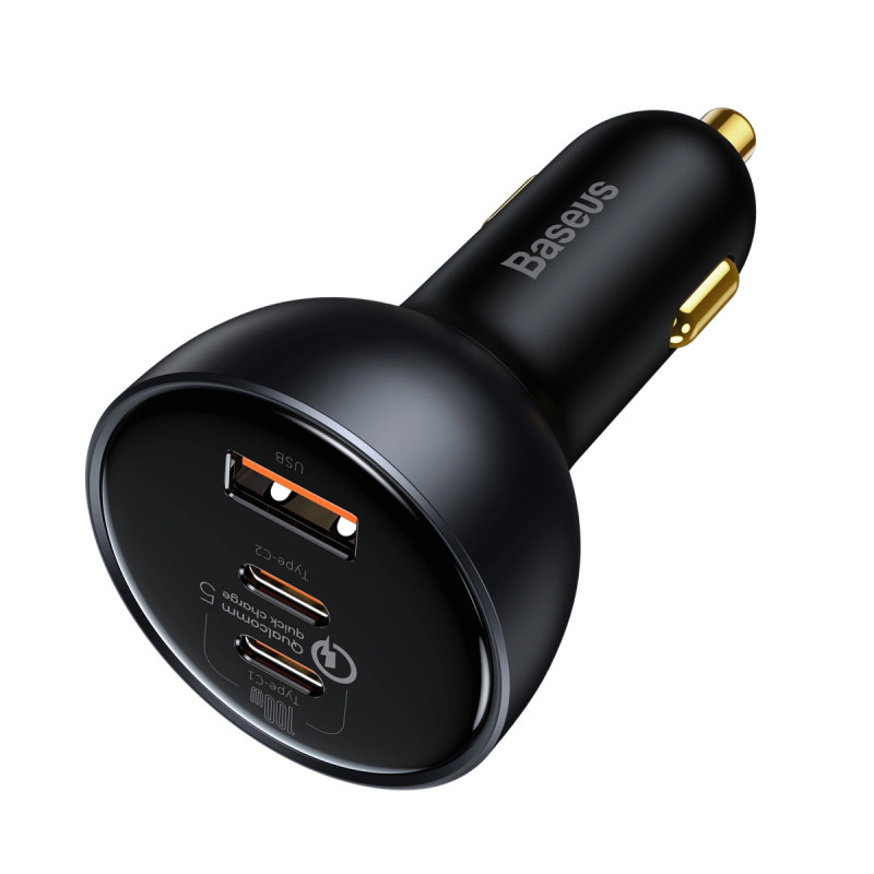 Baseus Qualcomm autós töltő, USB, 2x USB-C, 160W (szürke) Baseus Qualcomm autós töltő, USB, 2x USB-C, 160W (szürke)