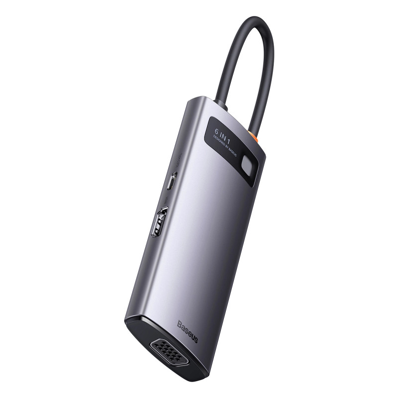 Baseus Metal Gleam Series 6 az 1-ben hub elosztó, USB-C - 3x USB 3.0 + HDMI + USB-C PD + VGA Baseus Metal Gleam Series 6 az 1-ben hub elosztó, USB-C - 3x USB 3.0 + HDMI + USB-C PD + VGA