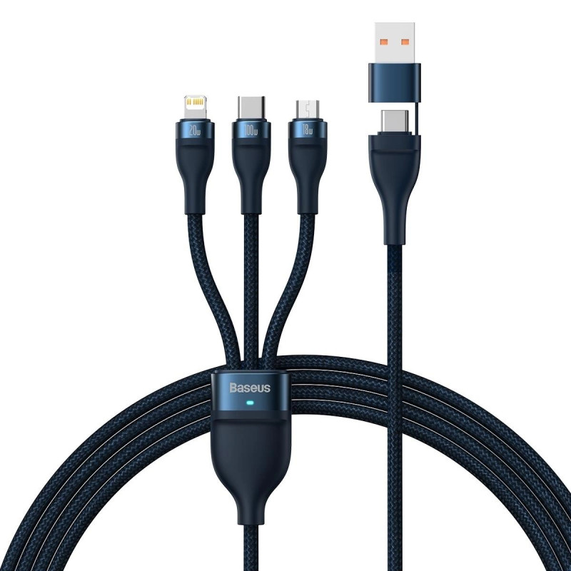 Baseus Flash Series 2, 3 az 1-ben USB kábel, USB-C / Micro USB / Lightning, 100W, 1.2m (kék) Baseus Flash Series 2, 3 az 1-ben USB kábel, USB-C / Micro USB / Lightning, 100W, 1.2m (kék)