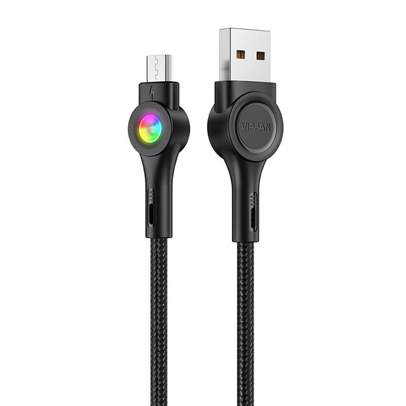 USB és Micro USB kábel Vipfan Colorful X08, 3A, 1.2m (fekete) USB és Micro USB kábel Vipfan Colorful X08, 3A, 1.2m (fekete)