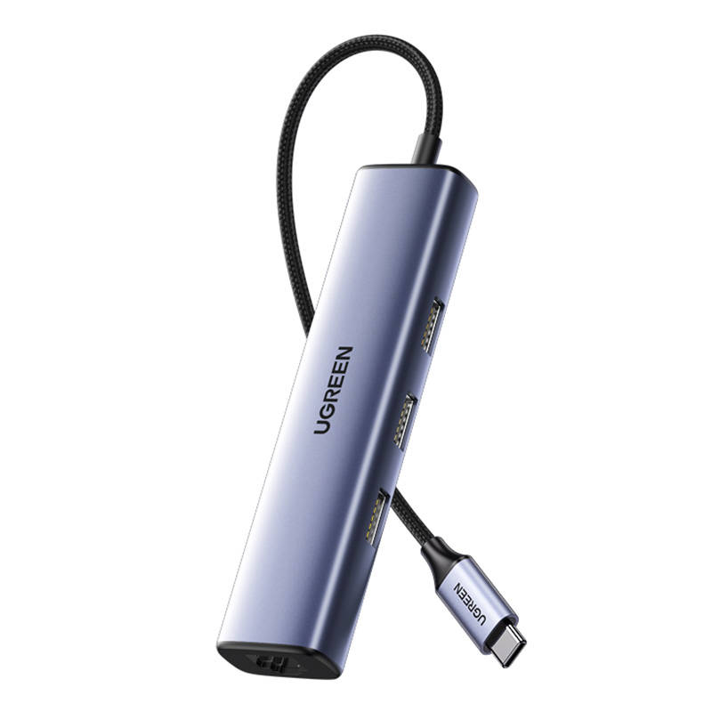 UGREEN CM475 Adapter USB-C Hub to 3x USB 3.0, RJ45, USB-C PD (gray) UGREEN CM475 Adapter USB-C Hub to 3x USB 3.0, RJ45, USB-C PD (gray)