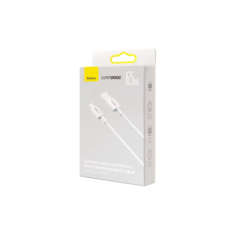 Baseus Superior Series Cable USB to USB-C, 65W, PD, 2m (white) Baseus Superior Series Cable USB to USB-C, 65W, PD, 2m (white)