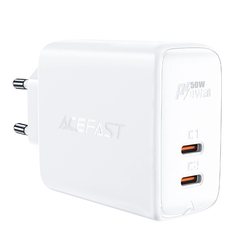 Wall charger Acefast A29 PD50W GAN, 2x USB, 50W (white) Wall charger Acefast A29 PD50W GAN, 2x USB, 50W (white)