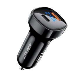 Car Charger Acefast B4, 66W, USB-C + USB, with display (black)