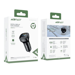 Car Charger Acefast B4, 66W, USB-C + USB, with display (black)