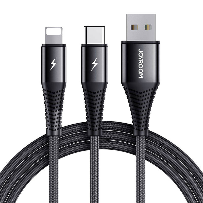 USB cable Joyroom S-1230G12 2in1 USB-C / Lightning 3A 1.2m (black) USB cable Joyroom S-1230G12 2in1 USB-C / Lightning 3A 1.2m (black)