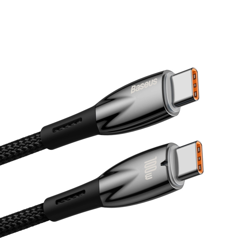 Baseus Glimmer USB-C - USB-C töltőkábel, 100W, 2m (fekete) Baseus Glimmer USB-C - USB-C töltőkábel, 100W, 2m (fekete)
