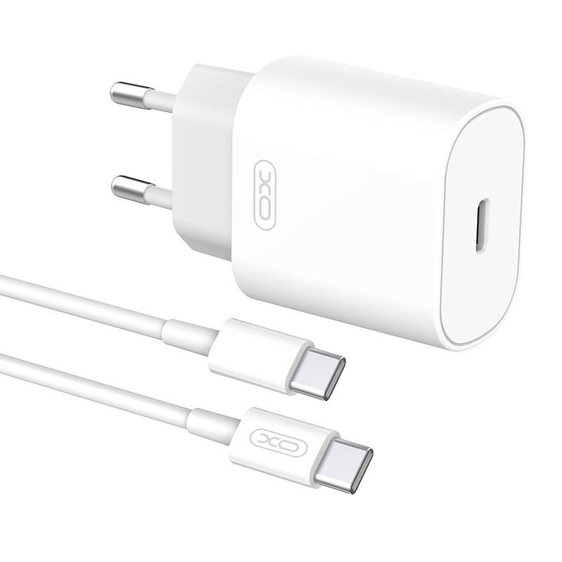 Wall Charger with + USB-C Cable XO L91EU 25W (white) Wall Charger with + USB-C Cable XO L91EU 25W (white)