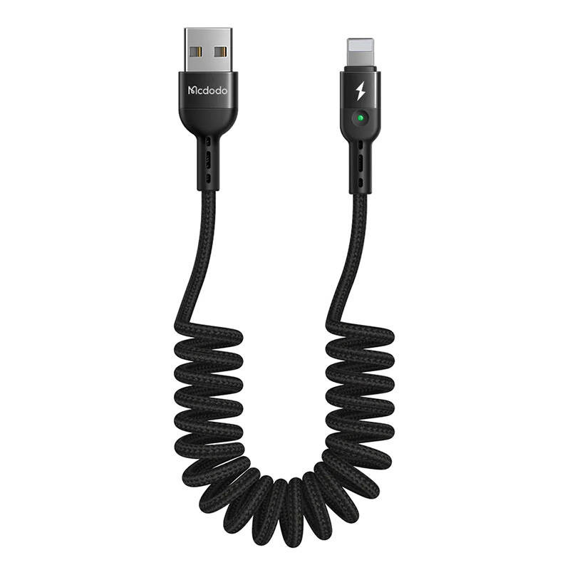 USB to Lightning Cable, Mcdodo CA-6410, Spring, 1.8m (Black) USB to Lightning Cable, Mcdodo CA-6410, Spring, 1.8m (Black)