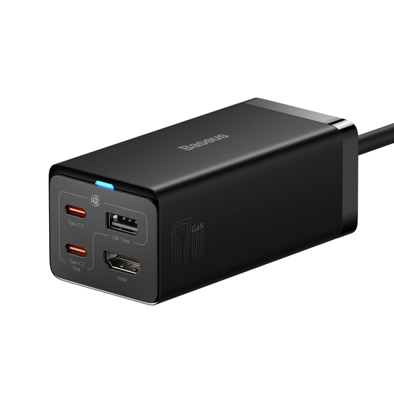 Baseus GaN5 Pro wall charger 2xUSB-C + USB + HDMI, 67W (black) Baseus GaN5 Pro wall charger 2xUSB-C + USB + HDMI, 67W (black)