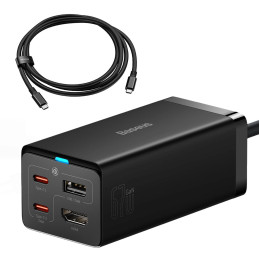 Baseus GaN5 Pro wall charger 2xUSB-C + USB + HDMI, 67W (black)