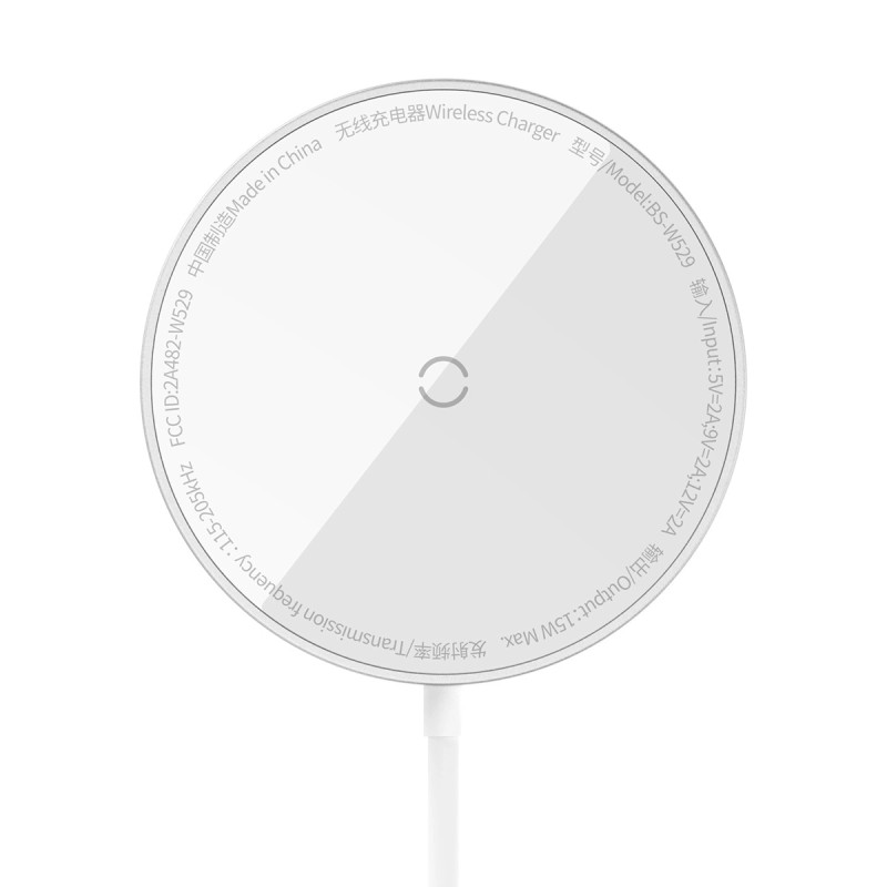 Baseus Simple Mini3 Mágneses vezeték nélküli töltő,15W (ezüst) Baseus Simple Mini3 Mágneses vezeték nélküli töltő,15W (ezüst)