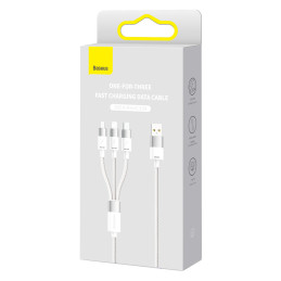 3in1 USB cable Baseus StarSpeed Series, USB-C + Micro + Lightning 3,5A, 1.2m (White)