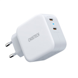 Choetech PD40W Hálózati 2x USB-C Töltő - Fehér (40W)