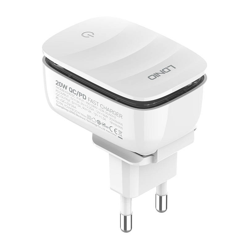 Wall charger LDNIO A2425C USB, USB-C + USB-C - Lightning cable Wall charger LDNIO A2425C USB, USB-C + USB-C - Lightning cable